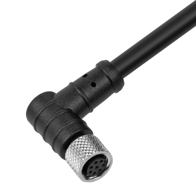 M8 预浇铸线缆连接器,  孔 , 芯数：8，焊接，弯角,  IP67