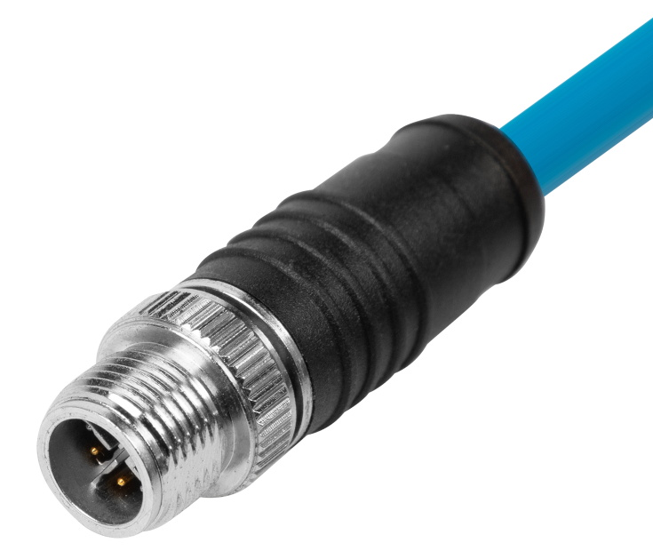 M12 预浇铸线缆连接器，针，芯数：8，焊接，X扣，直，IP67